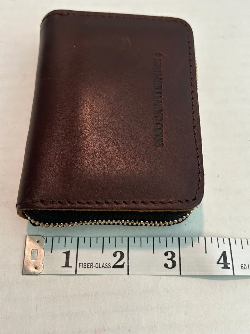 Portland Leather Goods small brown zip around accordion wallet